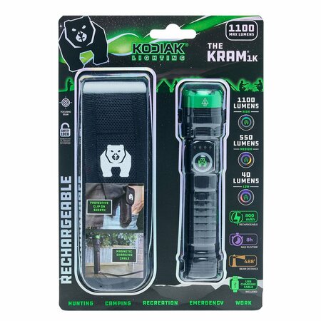 KODIAK Tactical Flashlight with Magnetic Charging, Rechargeable, 1000 Lumens K-1KMAGFL-6/12